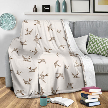 Swallow Bird Pattern Print Design 01 Premium Blanket