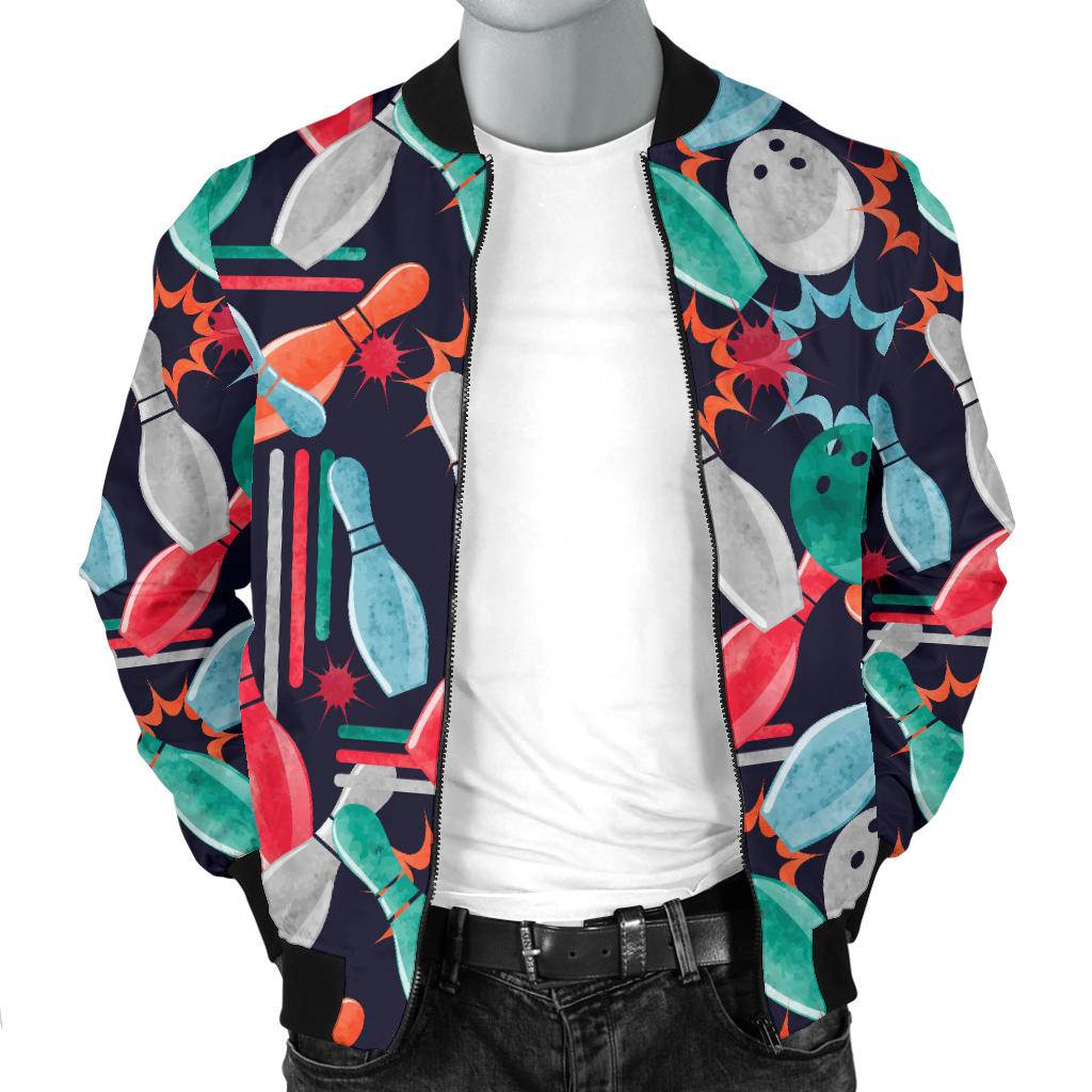 Bowling Pattern Print Design 08 Men Bomber Jacket