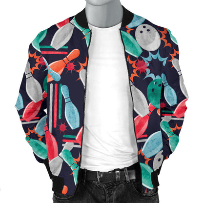 Bowling Pattern Print Design 08 Men Bomber Jacket