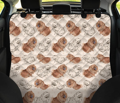Pomeranians Pattern Print Design A01 Rear Dog Car Seat Cover Hammock