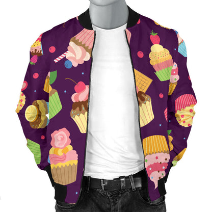 Cupcake Pattern Print Design 05 Men Bomber Jacket