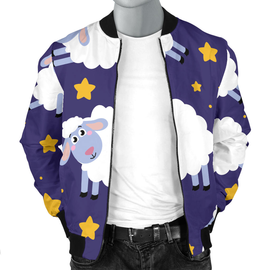 Sheep Pattern Print Design 03 Men Bomber Jacket