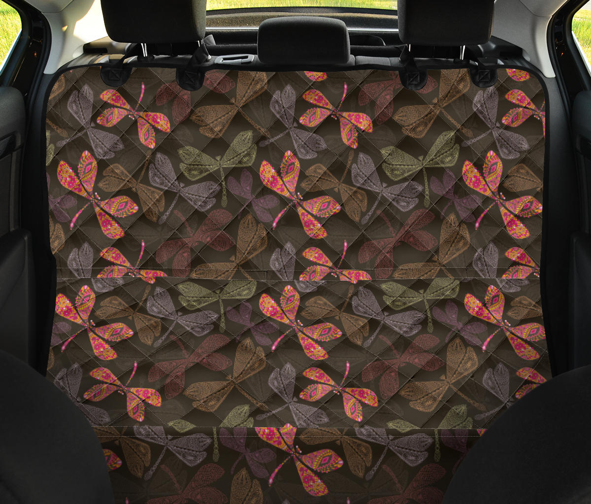 Dragonfly Pattern Print Design 02 Rear Dog Car Seat Cover Hammock