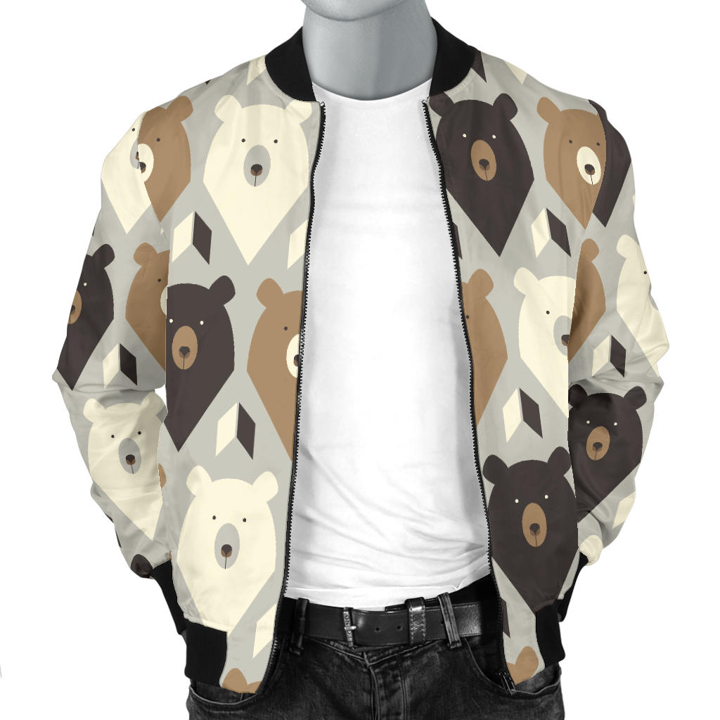 Bear Pattern Print Design 04 Men Bomber Jacket