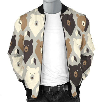 Bear Pattern Print Design 04 Men Bomber Jacket