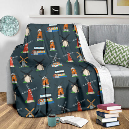 Windmill Pattern Print Design 04 Premium Blanket