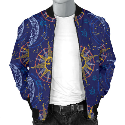 Celestial Moon Sun Pattern Print Design 01 Men Bomber Jacket