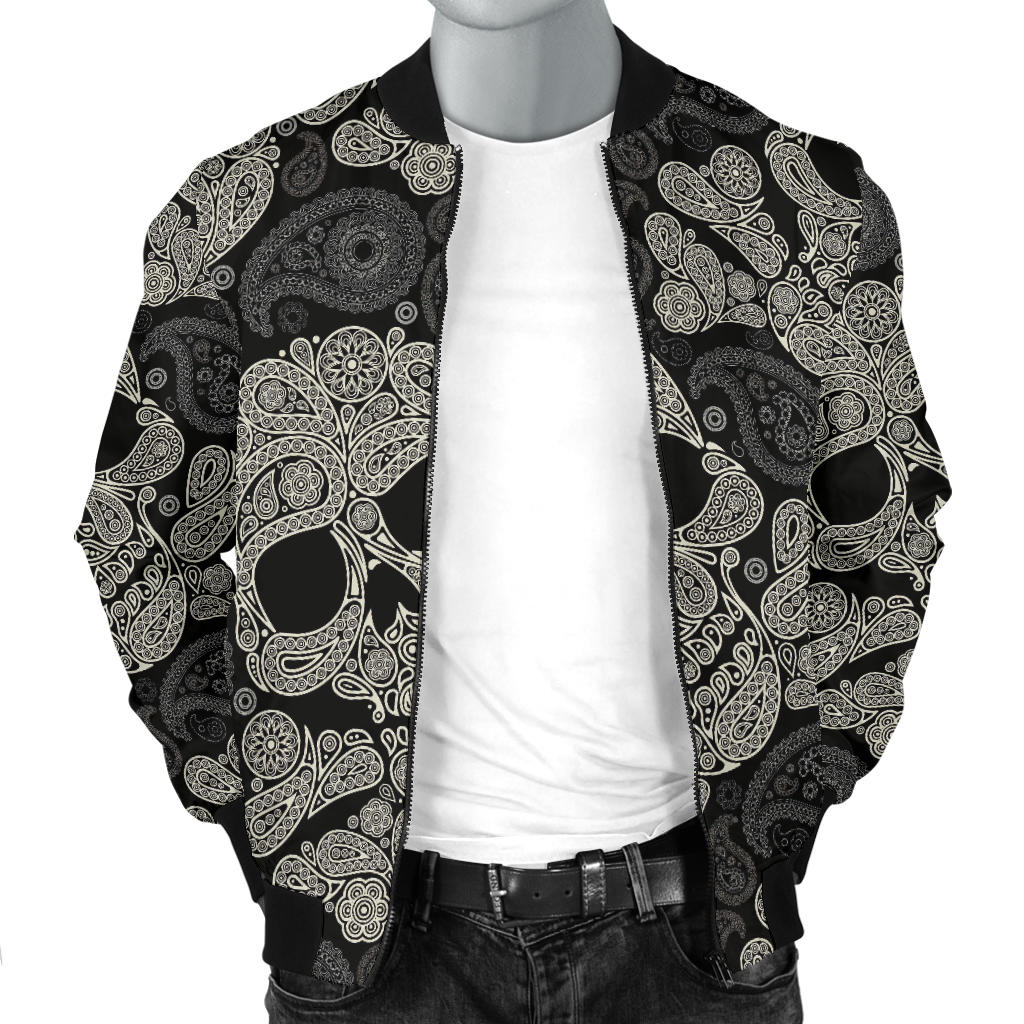 Paisley Skull Pattern Print Design A01 Men Bomber Jacket