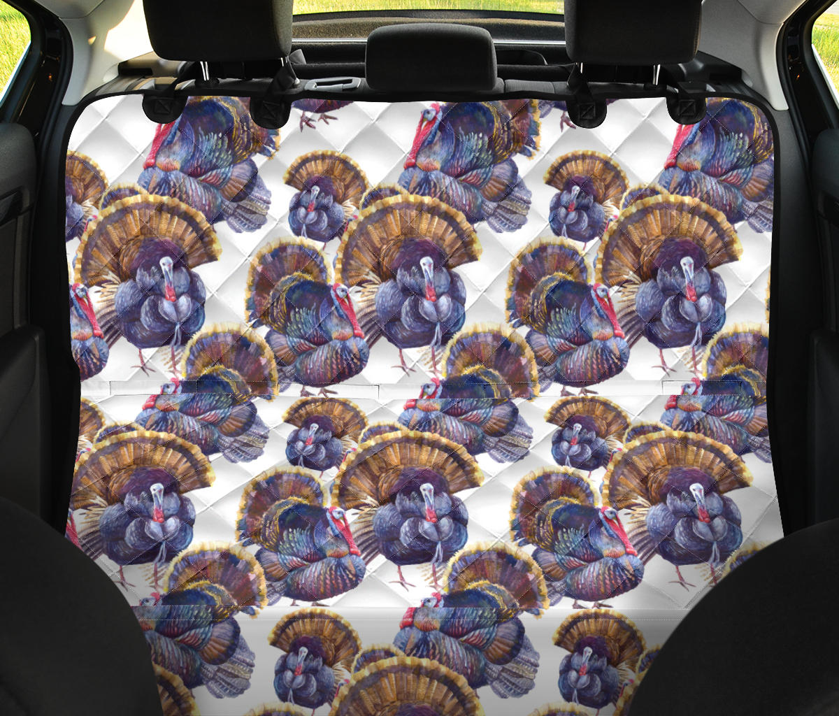 Turkey Pattern Print Design 01 Rear Dog Car Seat Cover Hammock