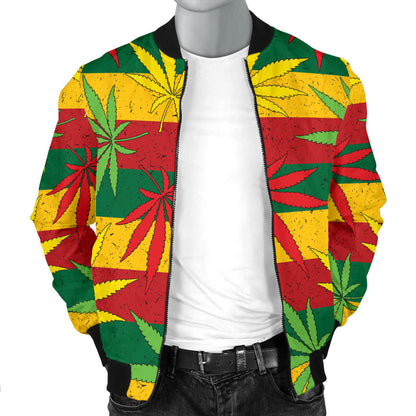 Rasta Pattern Print Design A03 Men Bomber Jacket