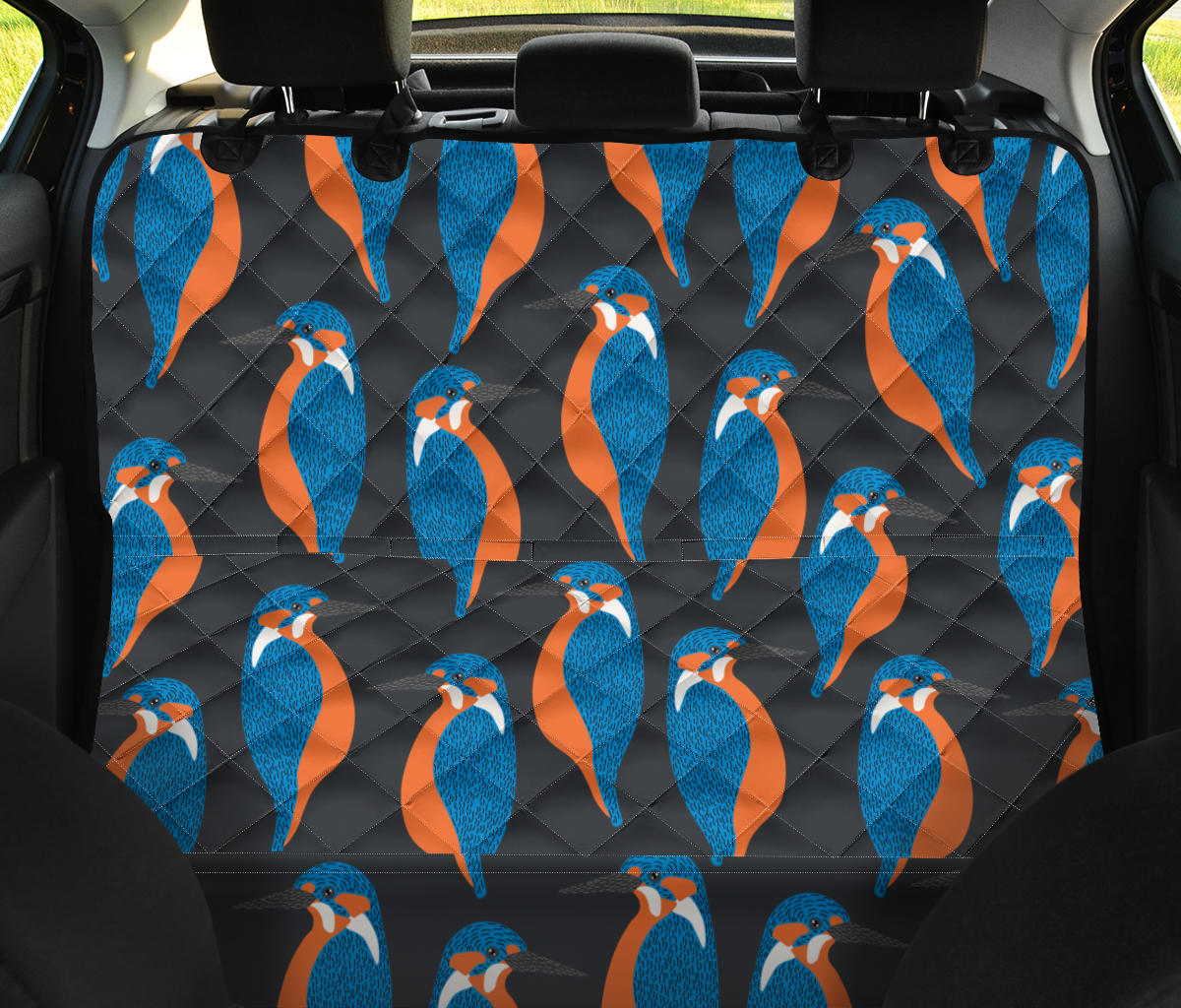 Kingfisher Pattern Print Design 03 Rear Dog Car Seat Cover Hammock