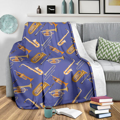 Trombone Pattern Print Design 02 Premium Blanket