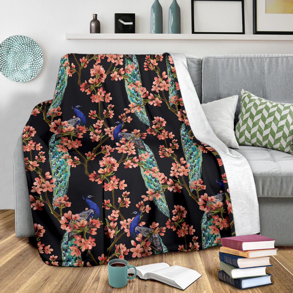 Peacock Pattern Print Design A01 Premium Blanket