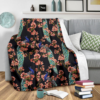 Peacock Pattern Print Design A01 Premium Blanket