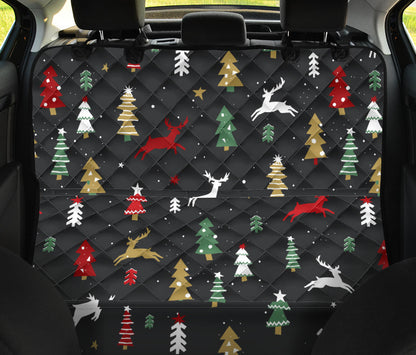 Christmas Tree Deer Style Pattern Print Design 03 Rear Dog Car Seat Cover Hammock