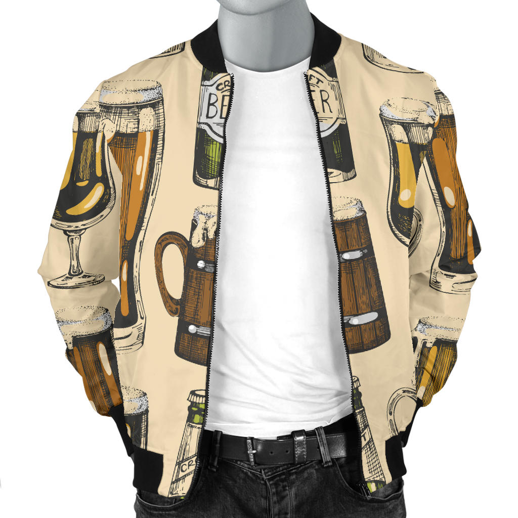 Beer Pattern Print Design 04 Men Bomber Jacket
