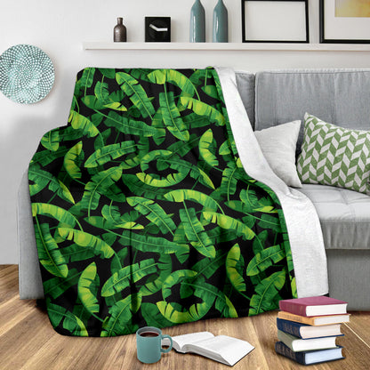 Banana Leaf Pattern Print Design 02 Premium Blanket