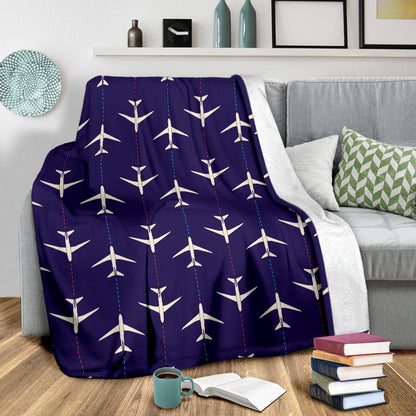 Airplane Pattern Print Design 03 Premium Blanket