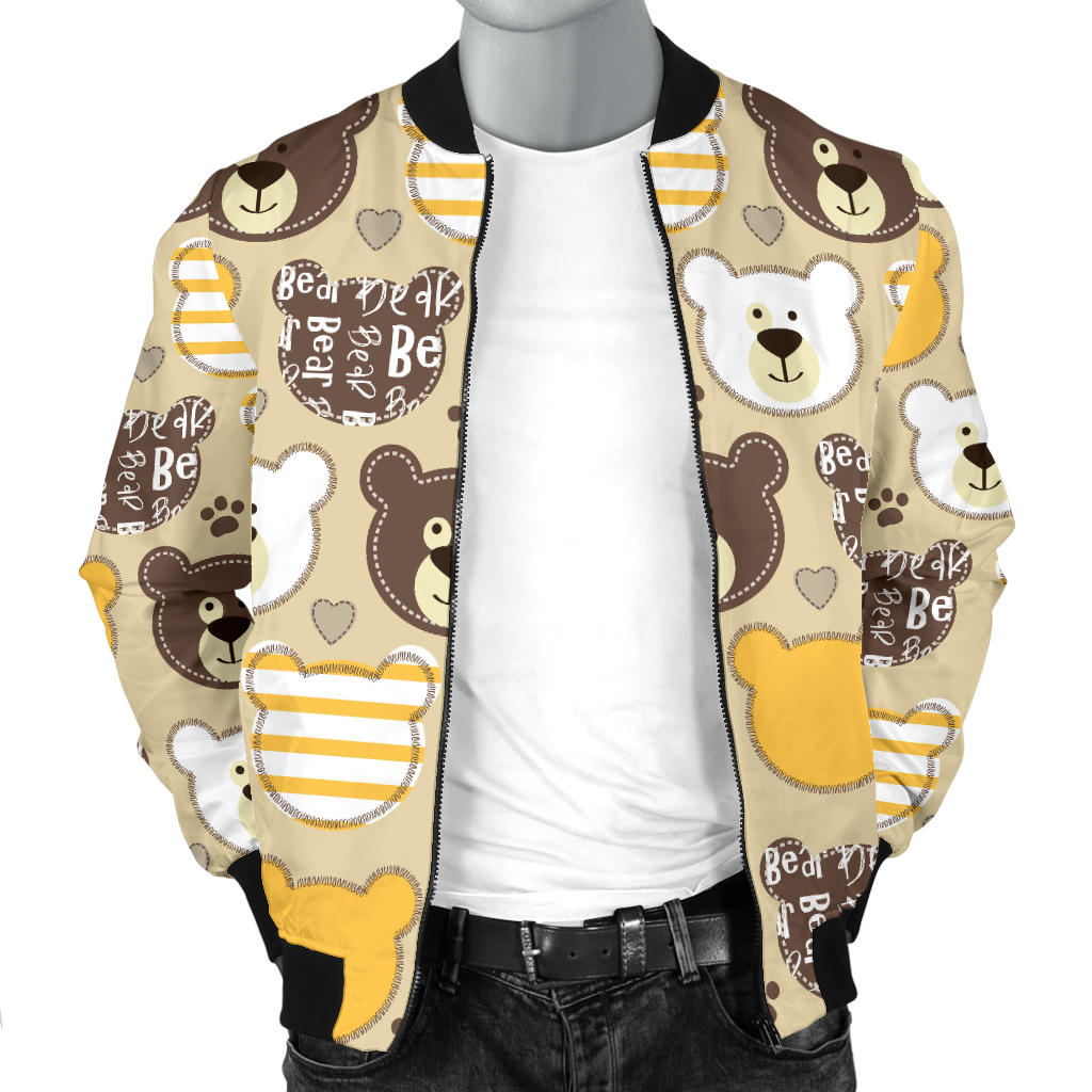Bear PatchworkPattern Print Design 01 Men Bomber Jacket