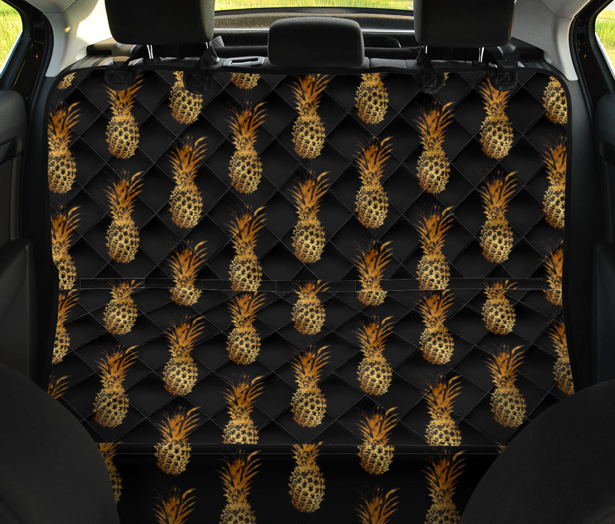 Pineapple Pattern Print Design A02 Rear Dog Car Seat Cover Hammock