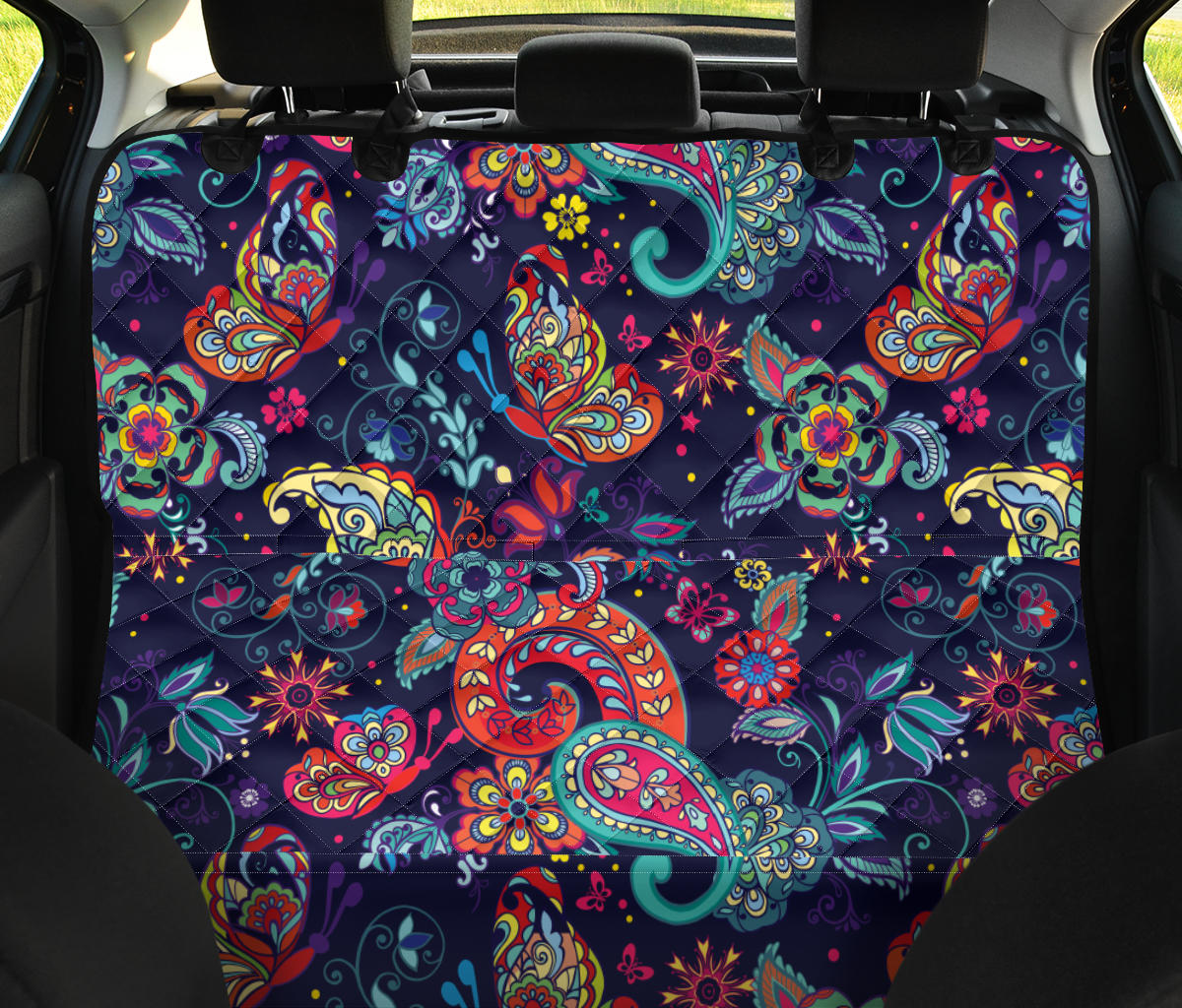 Paisley Boho Pattern Print Design A06 Rear Dog Car Seat Cover Hammock