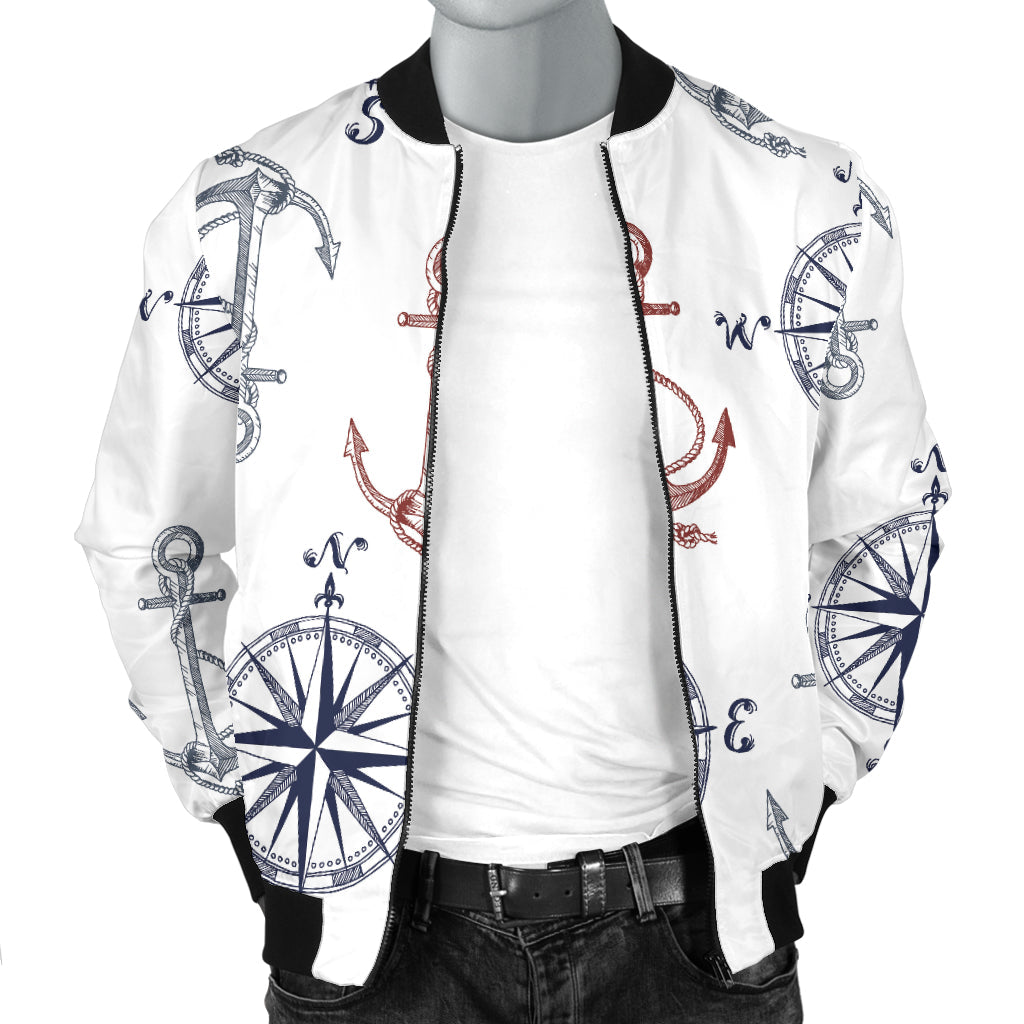 Anchor Pattern Print Design 06 Men Bomber Jacket