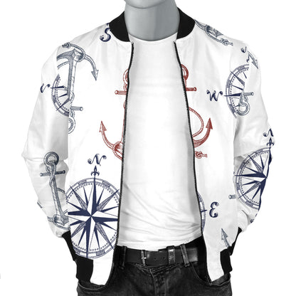 Anchor Pattern Print Design 06 Men Bomber Jacket
