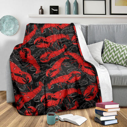 Lobster Pattern Print Design 04 Premium Blanket