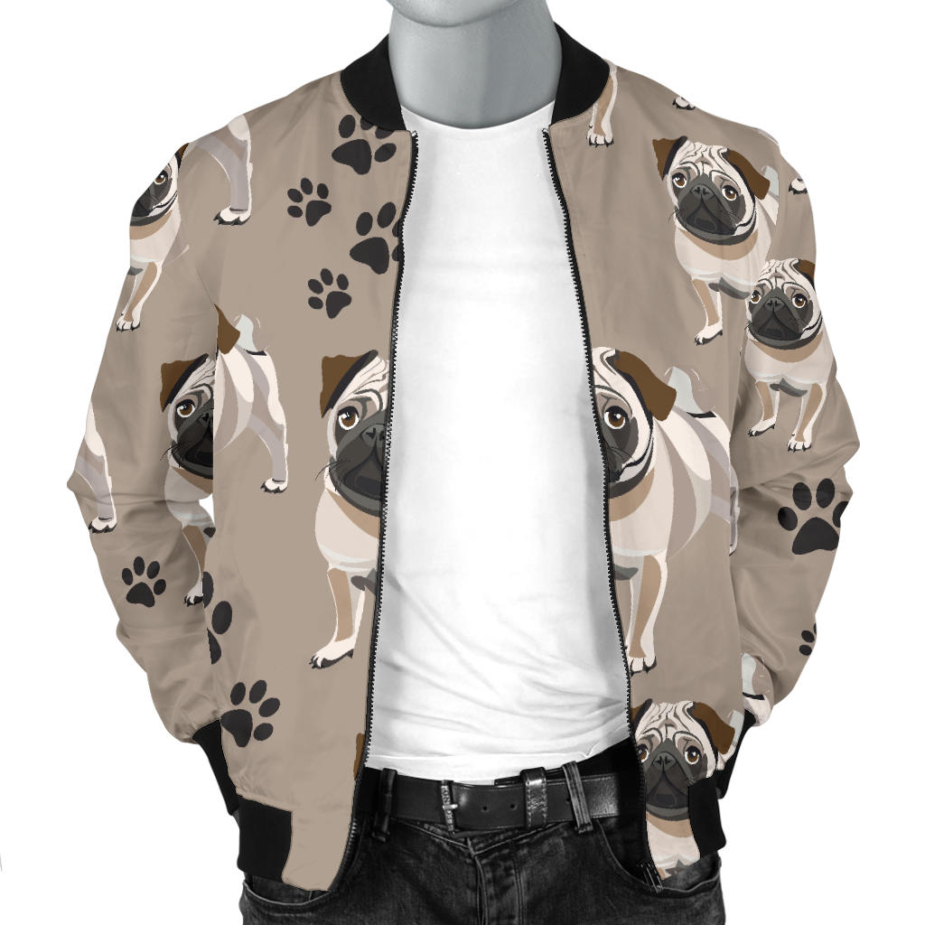 Pug Pattern Print Design A04 Men Bomber Jacket