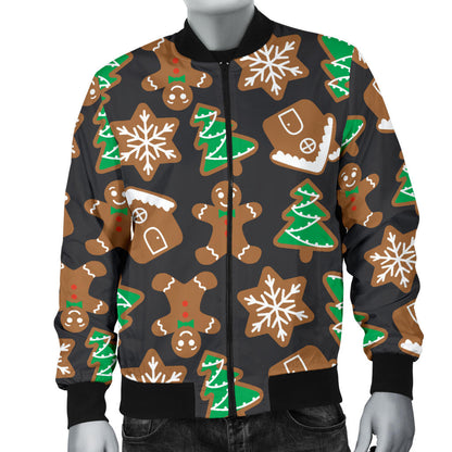 Gingerbread Pattern Print Design 02 Men Bomber Jacket