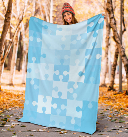 Puzzle Blue Pattern Print Design A04 Premium Blanket