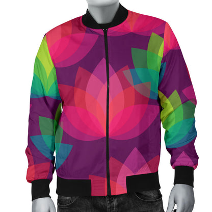 Lotus Pattern Print Design 02 Men Bomber Jacket