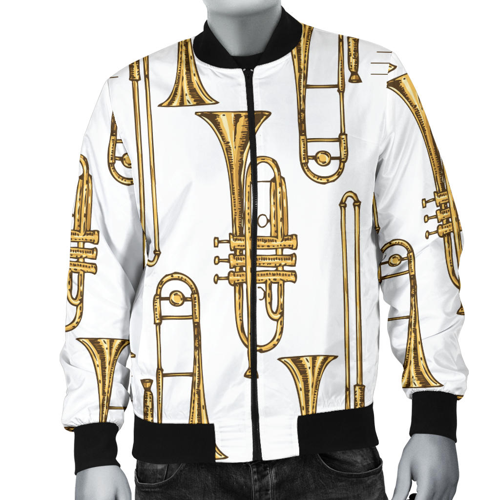 Trombone Pattern Print Design 04 Men Bomber Jacket