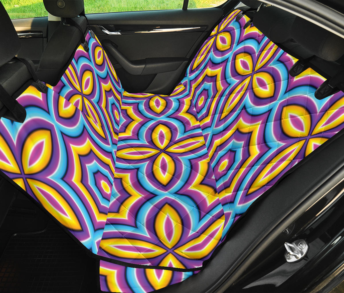 Optical illusion Pattern Print Design A03 Rear Dog Car Seat Cover Hammock