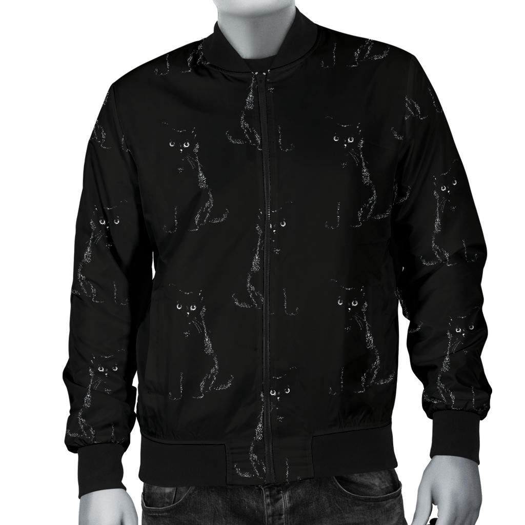 Black Cat Pattern Print Design 03 Men Bomber Jacket