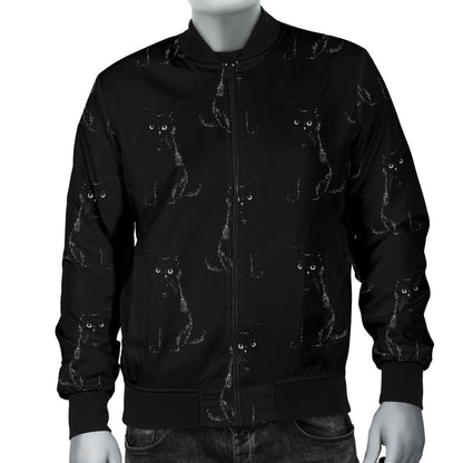 Black Cat Pattern Print Design 03 Men Bomber Jacket