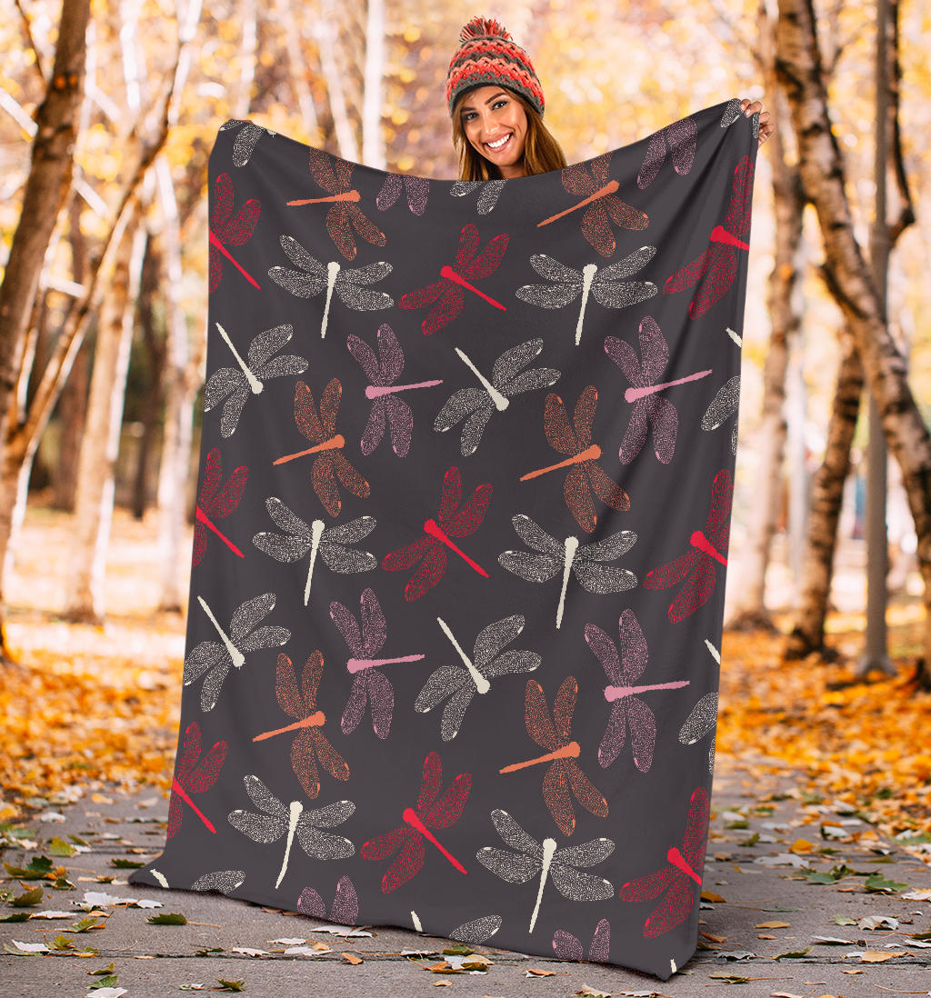 Dragonfly Pattern Print Design 01 Premium Blanket