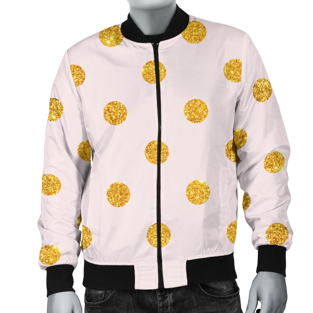 Polka Dot Gold Pink Pattern Print Design 01 Men Bomber Jacket