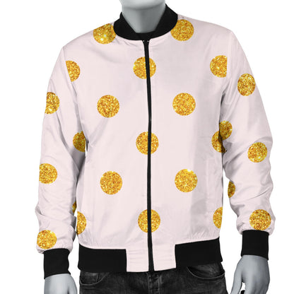 Polka Dot Gold Pink Pattern Print Design 01 Men Bomber Jacket