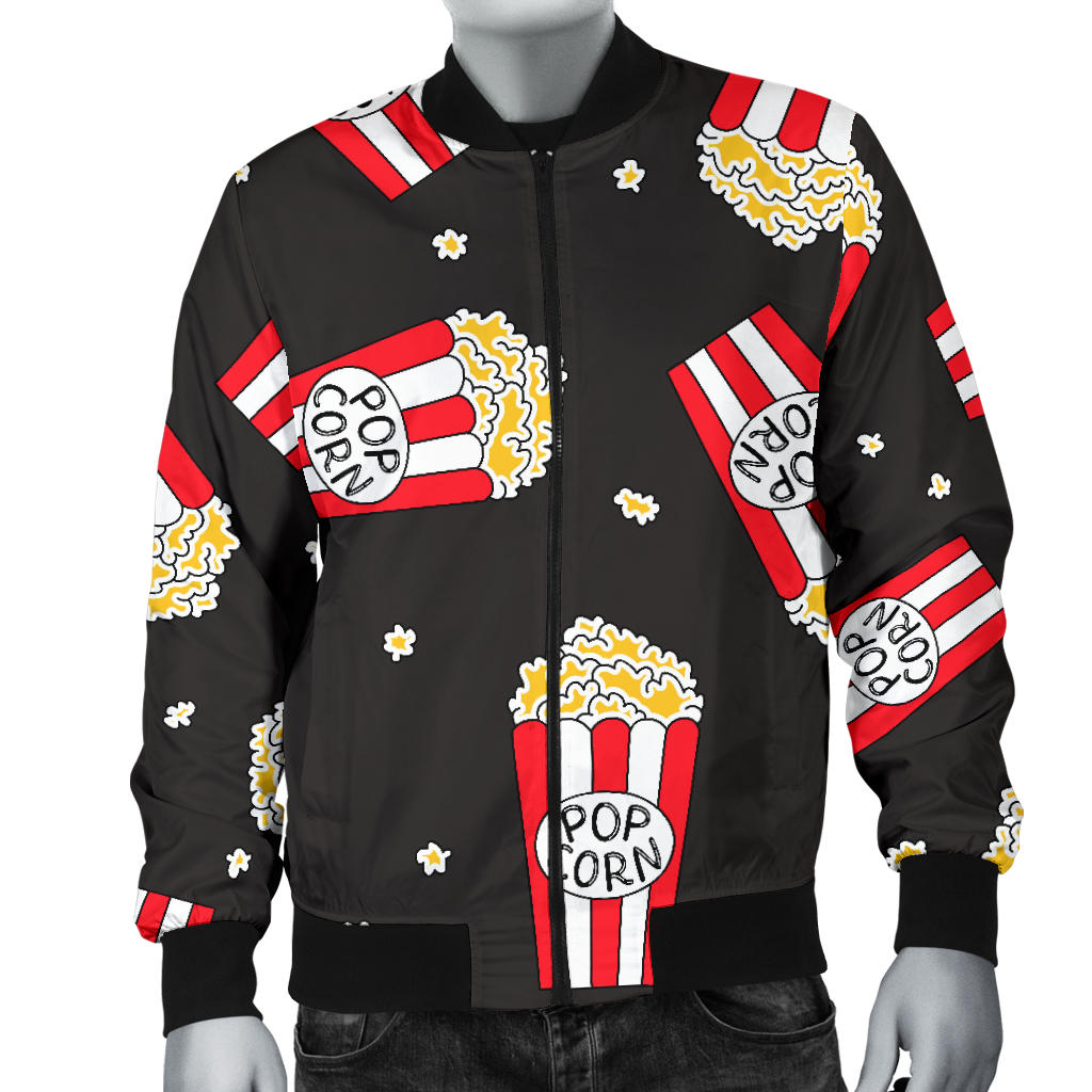 Popcorn Pattern Print Design A01 Men Bomber Jacket