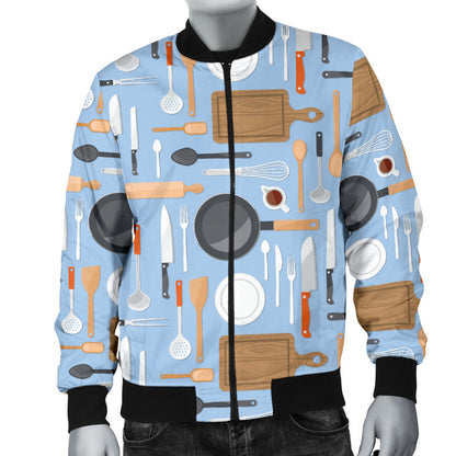 Cooking Kitchen Tools Pattern Print Design 02 Men Bomber Jacket