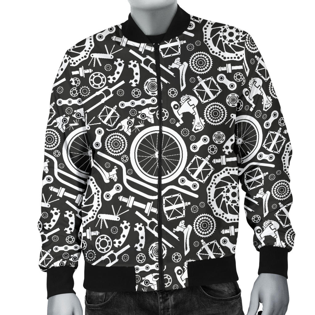 Bicycle Tools Pattern Print Design 02 Men Bomber Jacket