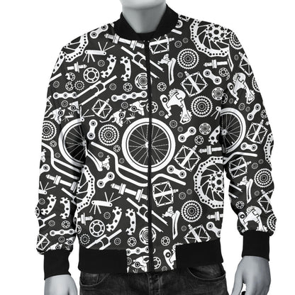 Bicycle Tools Pattern Print Design 02 Men Bomber Jacket