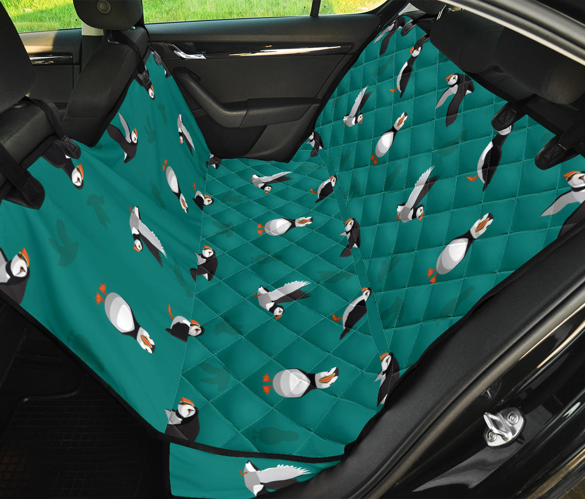 Puffin Pattern Print Design A02 Rear Dog Car Seat Cover Hammock