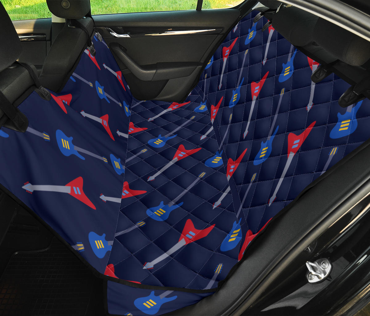 Electric Guitar Pattern Print Design 01 Rear Dog Car Seat Cover Hammock