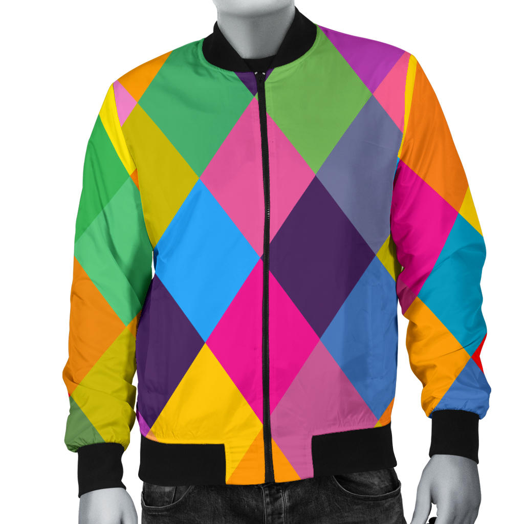 Harlequin Pattern Print Design 02 Men Bomber Jacket