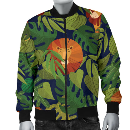 Lion Jungle Pattern Print Design 05 Men Bomber Jacket