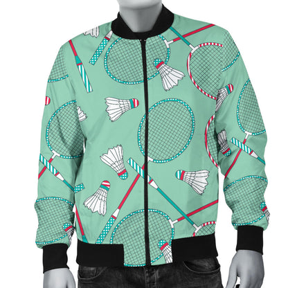 Badminton Pattern Print Design 05 Men Bomber Jacket
