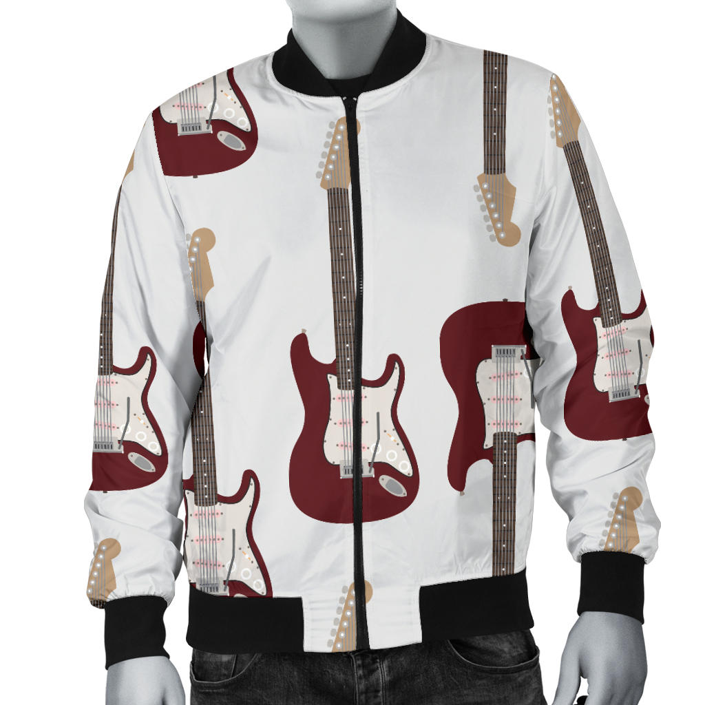 Bass Guitar Pattern Print Design 03 Men Bomber Jacket