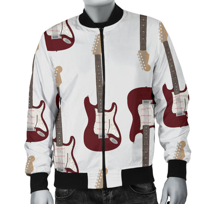Bass Guitar Pattern Print Design 03 Men Bomber Jacket